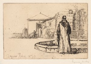 Munk vid en fontän av Francis Seymour Haden