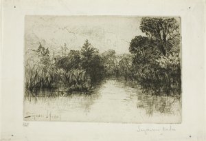Shere Mill Pond, nr. I (liten tallrik) av Francis Seymour Haden