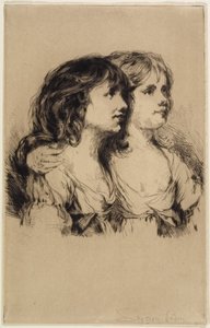 Tvillingarna-Sarah och Anne Haden (nr 2), 1885 av Francis Seymour Haden