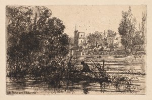 Twickenham kyrka av Francis Seymour Haden