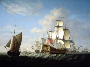En brittisk eskader ur Royal Navy till sjöss. Olja på duk, omkring slutet av 1740-talet, av Francis Swaine (1725-1782). av Francis Swaine