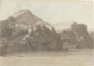 En stenig strand vid Coombmartin, Devon (Combe Martin Bay) av Francis Towne