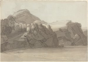 En klippig kust vid Coombmartin, Devon (Combe Martin Bay) av Francis Towne