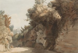 En utsikt nära Arco Scuro, med utsikt mot Villa Medici, Rom, 1785. av Francis Towne