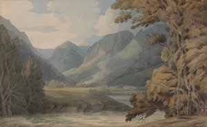 Utsikt i Borrowdale över Eagle Crag och Rosthwaite av Francis Towne