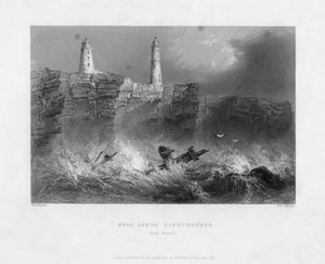 Ness Sands Lighthouses, nära Bristol, Gloucestershire, 1841