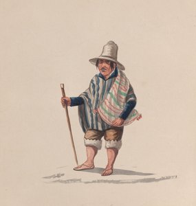 En peruansk man, från en grupp teckningar föreställande peruansk kostym, ca. 1848.