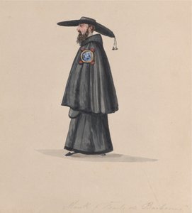 En munk från Barbones orden, från en grupp teckningar som föreställer peruansk dräkt, 1848.