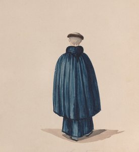 En munk från Franciskusorden sett bakifrån, från en grupp teckningar..., ca. 1848.