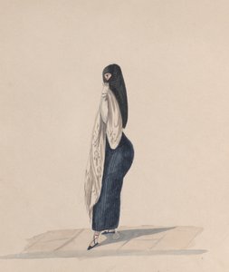 En kvinna som bär ordspråket stående i profil, från en grupp teckningar föreställande peruanska..., ca.184