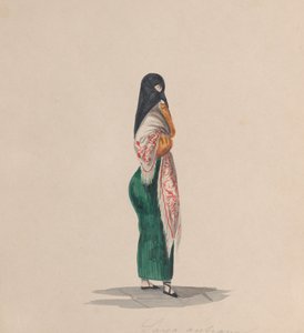 En kvinna som bär ordspråket stående i profil, från en grupp teckningar föreställande peruanska..., ca.184 av Francisco