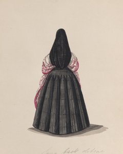 En kvinna som bär saya sedd bakifrån, från en grupp teckningar som visar..., ca. 1848. av Francisco