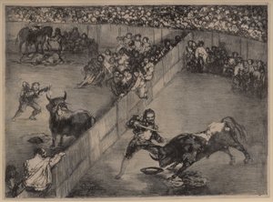 Tjurfäktning i en delad ring av Francisco de Goya