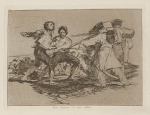 Med anledning? utan henne (med rätta eller orätt), pl. 2 från serien The Disasters of War av Francisco de Goya