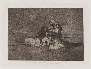 Av vad? servera en kopp? (What Is Use of a Cup?), Platta 59 från The Disasters of War av Francisco de Goya