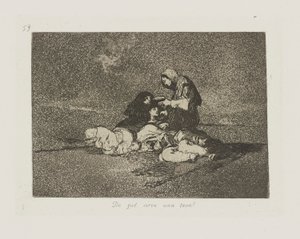 Av vad? serverar en kopp? (Vad är användningen av en kopp?), pl. 59 från serien The Disasters of War av Francisco de Goya