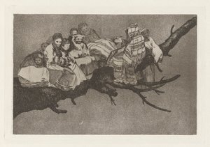 Nonsens löjlig (Ridiculous Folly), även känd som Andarse por las ramas (To Go Amongst the Branches), från serien Los disparates (Los proverbios) av Francisco de Goya