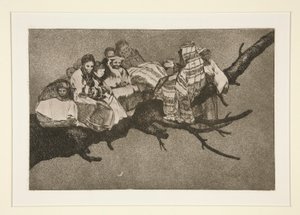 Disparate ridiculo (löjlig dårskap), pl. 3 från serien Los proverbios av Francisco de Goya