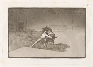 Den berömda Martincho sätter banderillas al quiebro (Den berömda Martincho Places the Banderillas Playing the Bull with the Movement of his Body), Tallrik 15 från La tauromaquia av Francisco de Goya