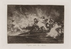 De flyr genom lågorna, tavla 41 från The Disasters of War av Francisco de Goya