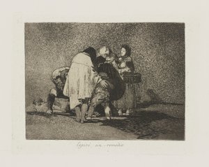 Espir? synd remedie. (Det fanns inget att göra och han dog.), pl. 53 från serien Los desastres de la guerra (Krigets katastrofer) av Francisco de Goya