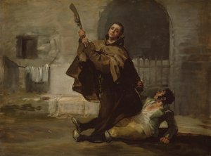 Broder Pedro klubbar El Maragato med gevärets rumpa, ca. 1806. av Francisco de Goya
