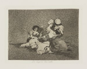 Kvinnor ger värde. (Kvinnorna ger mod.), pl. 4 från serien The Disasters of War av Francisco de Goya