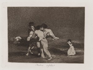 Olycklig mamma! (Unhappy Mother!), Plåt 50 från The Disasters of War av Francisco de Goya