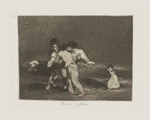 Olycklig mamma! (Olycklig mor!), pl. 50 från serien The Disasters of War av Francisco de Goya