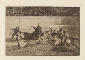 The Death of Pepe Illo (Death of Pepe Illo, 2:a kompositionen), Plåt E från The Bull Maquia (3:e upplagan) av Francisco de Goya