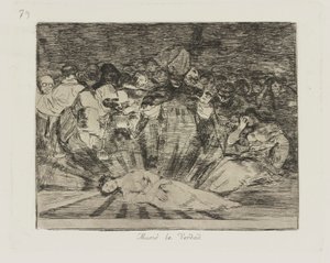 dog? sanningen. (Sanningen har dött.), pl. 79 från serien The Disasters of War av Francisco de Goya