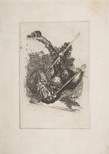 Gammal kvinna på en gunga Vieja columpiándose.n.d. av Francisco de Goya
