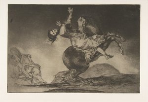 Plåt 10 från Disparates: Hästens bortförare, ca. 1816-23 utgiven 1864. av Francisco de Goya