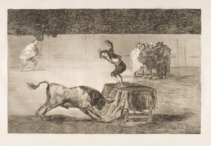 Plåt 19 av Tauromaquia: En annan galenskap av honom i samma ring., 1816. av Francisco de Goya