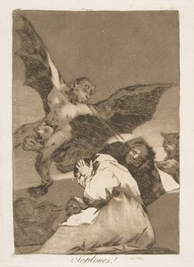 Plåt 48 från Los Caprichos: Tale-Bearers-Blasts of Wind Soplones., 1799. av Francisco de Goya