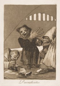Plåt 49 från Los Caprichos: Hobgoblins Duendecitos., 1799. av Francisco de Goya