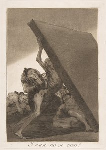 Tallrik 59 från Los Caprichos: Och ändå går de inte! Y aun no se van!, 1799. av Francisco de Goya