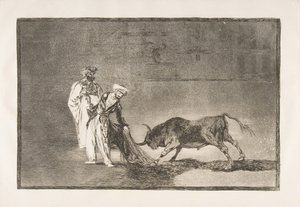 Tavla 6 från The Tauromaquia: The Moors gör en annan lek i ringen som kallar bul..., 1816. av Francisco de Goya