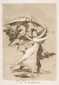 Tavla 72, från Los Caprichos: Du kommer inte att undkomma No te escaparàs., 1799. av Francisco de Goya