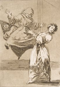 Tallrik 74 från Los Caprichos: Dont scream, stupid No Grites, tonta, 1799. av Francisco de Goya