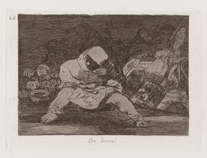 Vilken galenskap! (Vilken galenskap!), Platta 68 från The Disasters of War av Francisco de Goya