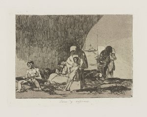 Frisk och sjuk. (De friska och de sjuka.), pl. 57 från serien The Disasters of War av Francisco de Goya