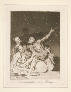 Si amanece, nos vamos (När dagen rasar kommer vi att vara lediga), pl. 71 från serien Los caprichos av Francisco de Goya