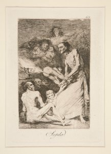 Sopla (Slåg), pl. 69 från serien Los caprichos av Francisco de Goya
