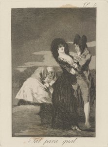 Tal para qual. (Två av ett slag.), pl. 5 från serien Los caprichos av Francisco de Goya