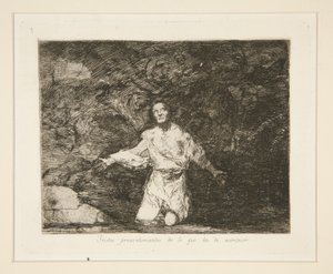 Sorgliga föraningar om vad som kommer att hända, pl. 1 från The Disasters of War av Francisco de Goya