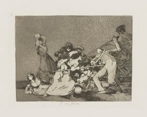 Y son fieras. (Och de är som vilda dödar.), pl. 5 från serien Los desastres de la guerra (Krigets katastrofer) av Francisco de Goya