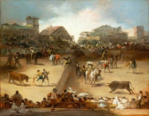 Tjurfäktning i en delad ring av Francisco de Goya