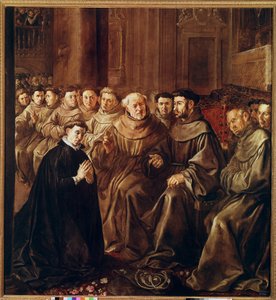 St Bonaventure går in i franciskanerorden (olja på duk