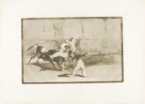 A Moor Cathed by the Bull in the Ring, skylt 8 från The Art of Bullfighting av Francisco Jose de Goya y Lucientes